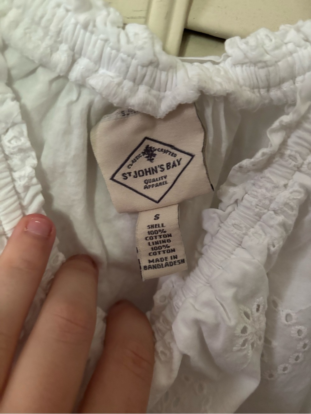 St. John's Bay White Eyelet Peasant Blouse - Picture 2 of 4
